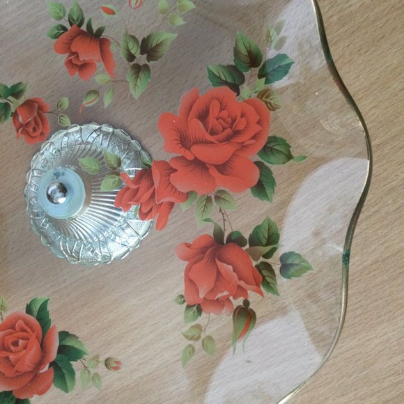 James Clarke & Sons LTD English Stoke-on-Trent Glass Cake Stand vintage - Picture 3 of 5
